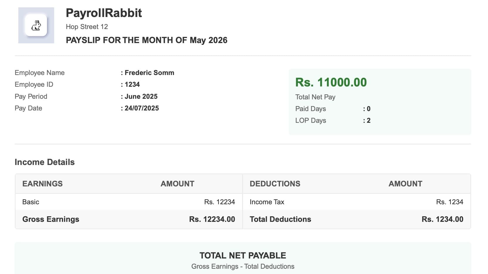 Email and Download Payslips