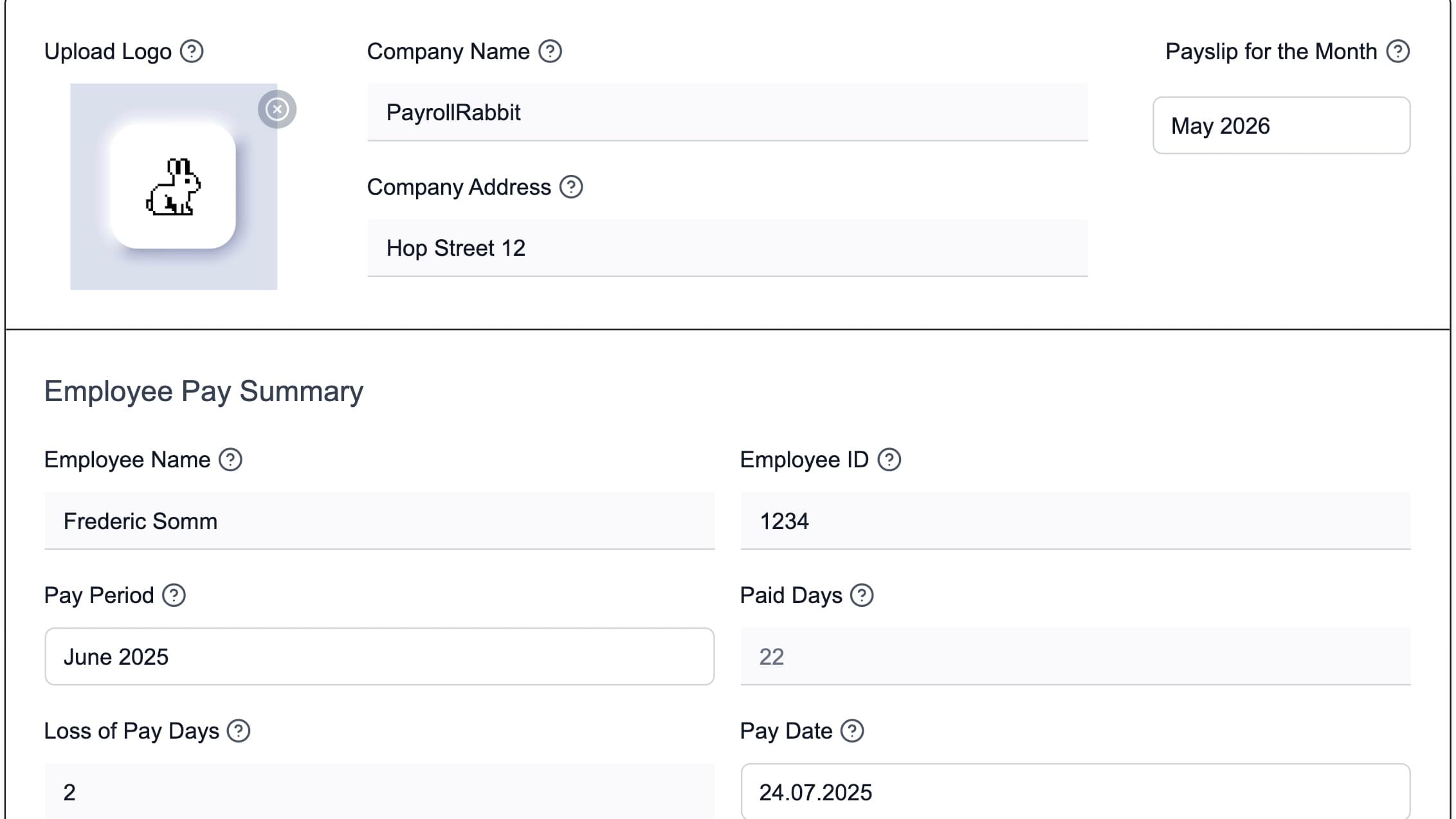 Fully Customizable Payslips